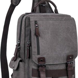 Retro Crossbody Bag Sling Bag Canvas Messenger Bag for Men Women Shoulder Bag Cr